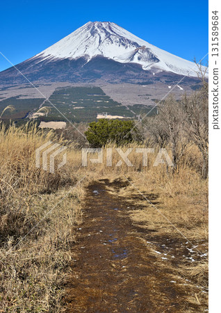 從相鷹山脈的越前山眺望茅戶的登山路線和富士山 從相鷹山脈的越前山眺望茅戶的登山路線和富士山 131589684