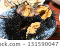 Dinner at the guesthouse: a mountain of seafood: hairy crab, sea urchin, oysters 131590047