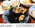 Dinner at the guesthouse: a mountain of seafood: hairy crab, sea urchin, oysters 131590053