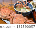 Dinner at the guesthouse: a mountain of seafood: hairy crab, sea urchin, oysters 131590057