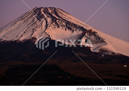 Mount Fuji and the Hoei crater at dawn, seen from Mount Echizen in the Ashitaka mountain range 131590129