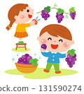 Illustration of children picking grapes 131590274