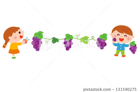 兒童採摘葡萄的插圖 兒童採摘葡萄的插圖 131590275
