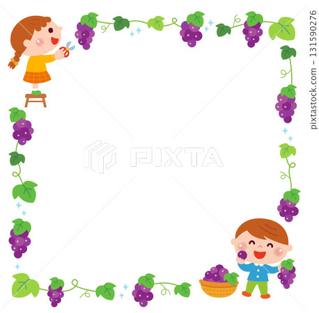 Frame material of children picking grapes 131590276