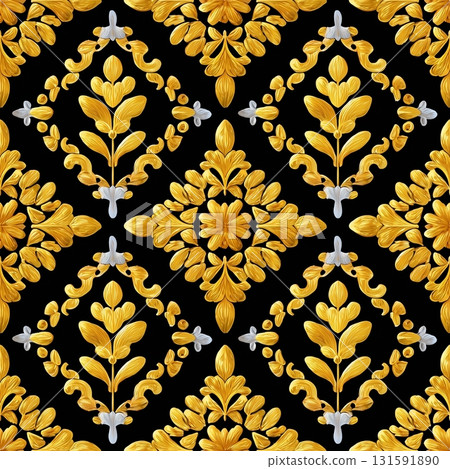 Luxurious Gold and Silver Arches Seamless Pattern	 131591890