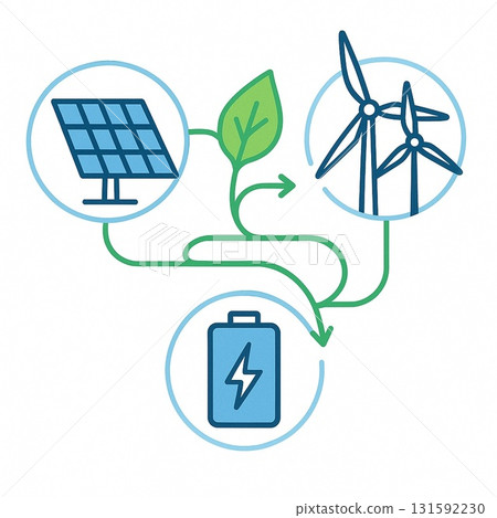 【邁向永續發展社會】利用太陽能和風能發電並儲存於電池的再生能源系統 【邁向永續發展社會】利用太陽能和風能發電並儲存於電池的再生能源系統 131592230