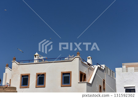 Essaouira old medina whitewashed buildings, Morocco 131592302