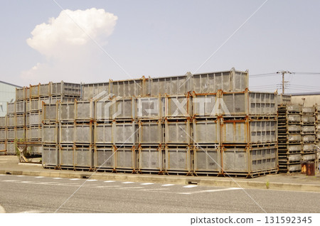 Metal container racks scattered around the Yokosuka Ferry Terminal 131592345
