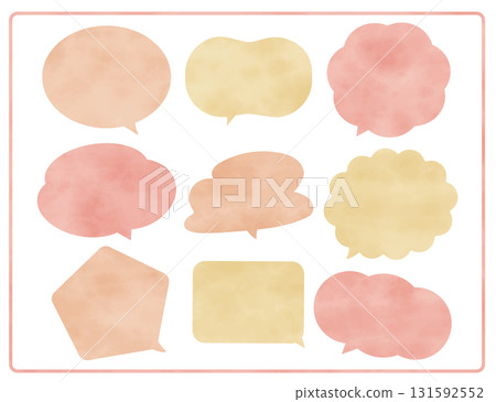 水彩風格的講話泡泡，暖色 131592552