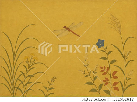 秋草和紅蜻蜓 131592618