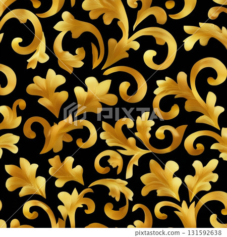 Seamless Luxurious Black and Golden Floral Embellishments  Pattern Seamless Luxurious Black and Golden Floral Embellishments  Pattern 131592638