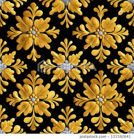 Luxurious Gold and Silver Arches Seamless Pattern 131592641