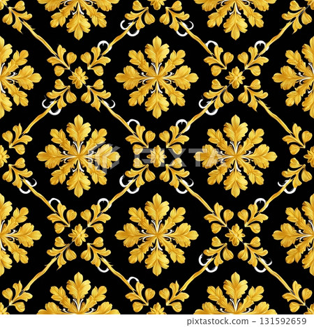 Luxurious Gold and Silver Arches Seamless Pattern 131592659