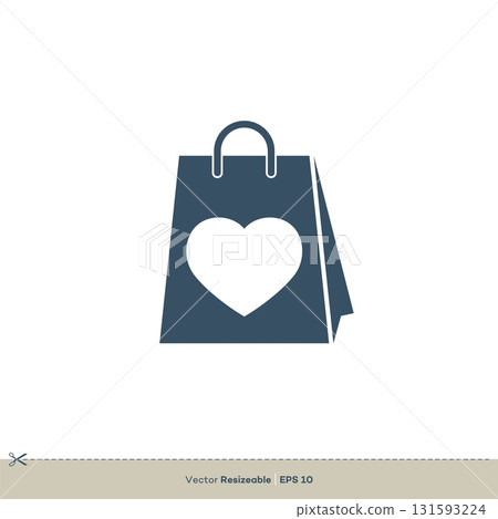 Shopping Bag Love Heart Icon Logo Template Illustration Design 131593224
