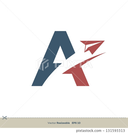 Letter A Paper Plane Icon Logo Template 131593313