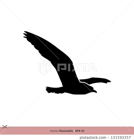 Seagull - Bird Silhouette Vector Logo Template Illustration Design 131593357