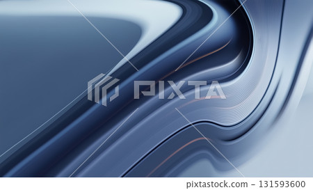 Curved lines and gradients blend blue hues, showcasing modern artistic design elements within a contemporary space. 131593600