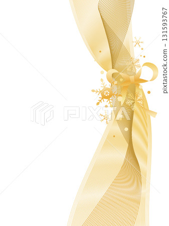Golden ribbon, snowflake and wave card Golden ribbon, snowflake and wave card 131593767