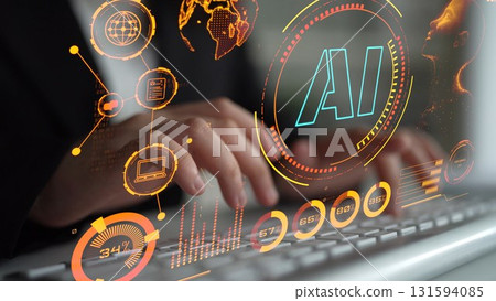 AI Brain Processing Data with Generative Artificial Intelligence Concept Thunk 131594085