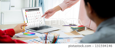 Calendar on computer software application for brisk schedule planning Calendar on computer software application for brisk schedule planning 131594146