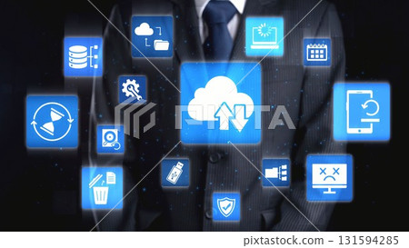 Data backup cloud system network connection concept Gist 131594285
