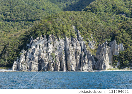 Shimokita Peninsula, view from a sightseeing boat heading from Sai Port to Hotokegaura, Sai Village, Aomori Prefecture Shimokita Peninsula, view from a sightseeing boat heading from Sai Port to Hotokegaura, Sai Village, Aomori Prefecture 131594631