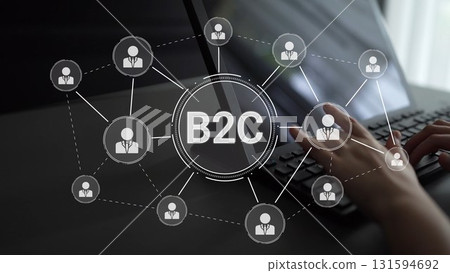 B2C Business Model with Consumer Delivery, Retail, and Growth Icons Muxer B2C Business Model with Consumer Delivery, Retail, and Growth Icons Muxer 131594692