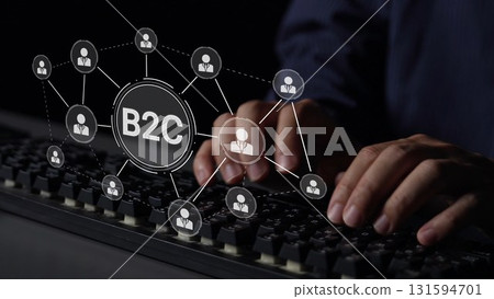 B2C Business Model with Consumer Delivery, Retail, and Growth Icons Muxer B2C Business Model with Consumer Delivery, Retail, and Growth Icons Muxer 131594701