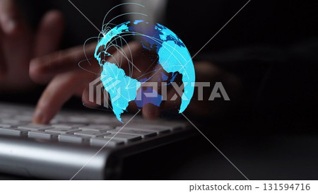 Global network connection visualization showing data exchange Thunk 131594716