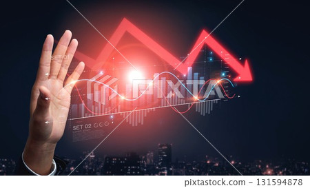 Economic Crisis with Financial Downtrend Arrow and Volatile Market Graph Muxer Economic Crisis with Financial Downtrend Arrow and Volatile Market Graph Muxer 131594878