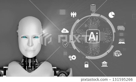AI Brain Processing Data with Generative Artificial Intelligence Concept. Kernel 131595266