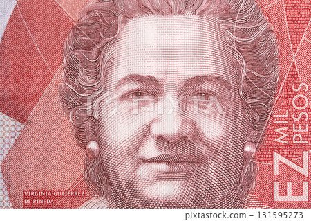 Virginia Gutierrez de Pineda a closeup portrait from Colombian money 131595273