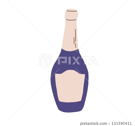 Cartoon Champaign wine bottle vector illustration. Alcohol drink for celebration Christmas, birthday, wedding Cartoon Champaign wine bottle vector illustration. Alcohol drink for celebration Christmas, birthday, wedding 131595411