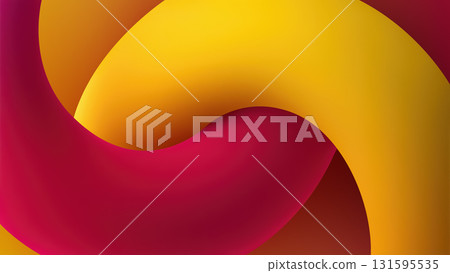 Curved forms of red and yellow blend seamlessly, creating a vibrant and engaging abstract background. 131595535