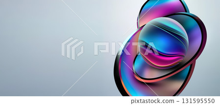 Vibrant and smooth shapes intertwine, featuring luminous spheres in a soft backdrop. 131595550