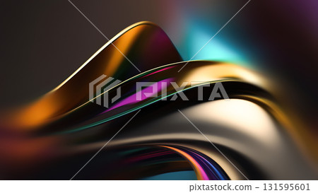 Colorful waves of smooth textures blend together, forming an engaging abstract background with depth and movement. 131595601