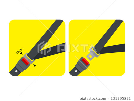Safety seat belt_ open and closed seatbelt stock illustration 131595851