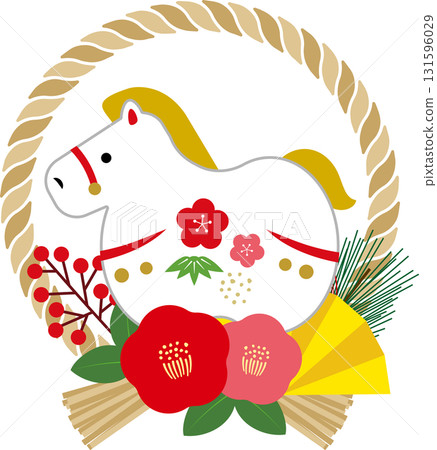 2026 Reiwa 8 New Year's card design for the Year of the Horse - Horse Shimenawa illustration 2 131596029