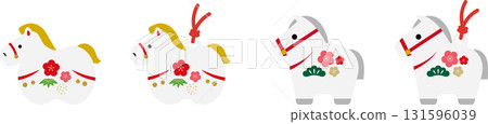 New Year's card design for the Year of the Horse in 2026 (Reiwa 8) - Horse clay bell illustration 131596039