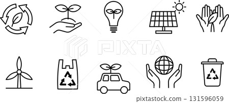 Earth, environment, eco, ecology icon set in black and white Earth, environment, eco, ecology icon set in black and white 131596059