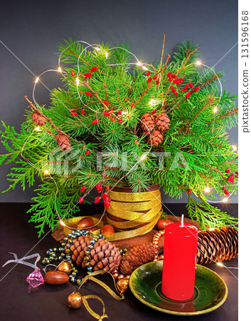 Christmas photo with decorations, this photo can be used for Christmas and New Year themes 131596168