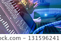 Stylized programming scene with digital overlay 131596241