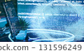 Global coding and data network in futuristic workspace 131596249