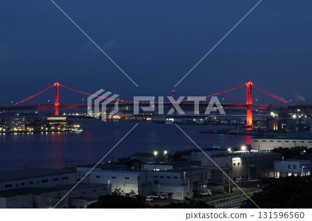 Wakato Bridge at night (illuminated) 131596560