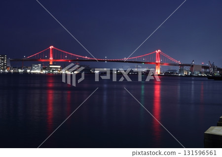 Wakato Bridge at night (illuminated) 131596561