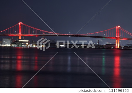 Wakato Bridge at night (illuminated) 131596563
