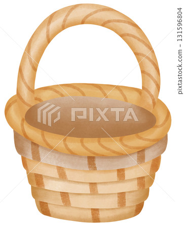 Basket autumn harvest in watercolor style of seasonal food for holiday celebration 131596804