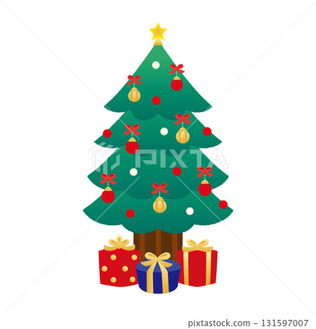 Cute Christmas tree and presents 131597007