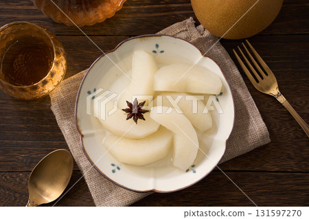 Japanese pear compote | Star anise-flavored autumn dessert 131597270