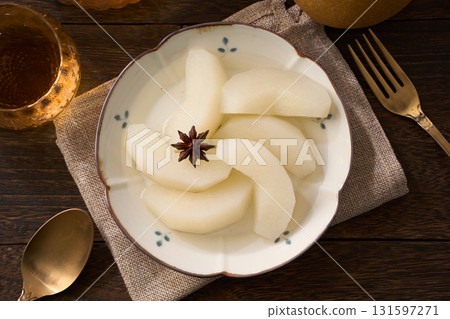 Japanese pear compote | Star anise-flavored autumn dessert 131597271